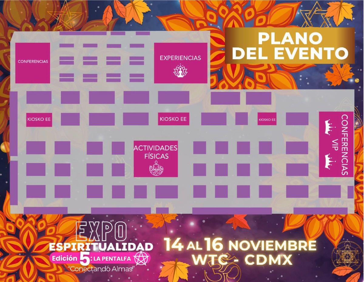 Plano del evento Expo Espiritualidad WTC CDMX